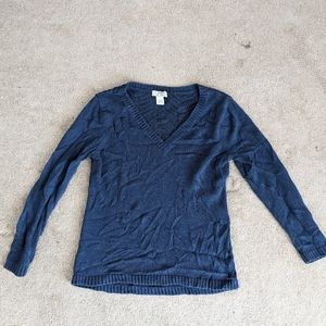 Blue Cut Out Back Crewneck Sweater
